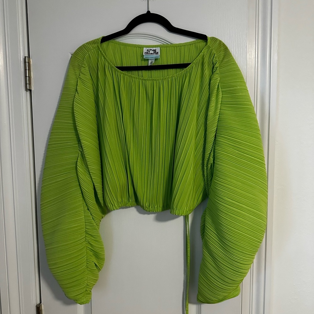 Chic Lime Green Pleated Top